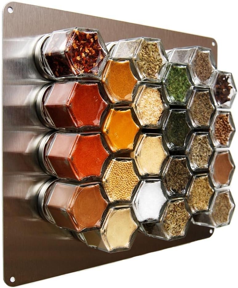 Magnetic Wall-Mounted Spice Rack (6 Jars)
