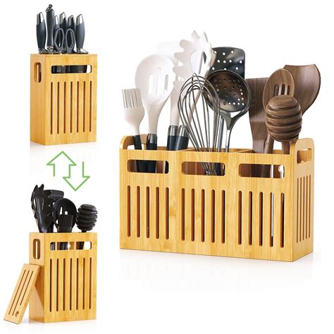 Bamboo Countertop Utensil Holder